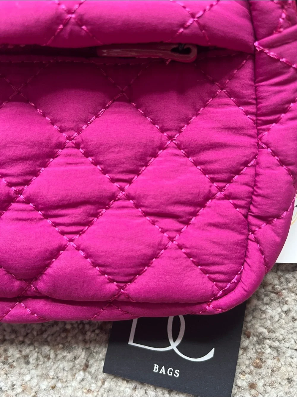 Hot Pink Quilted Crossbody Pouch - Unbranded